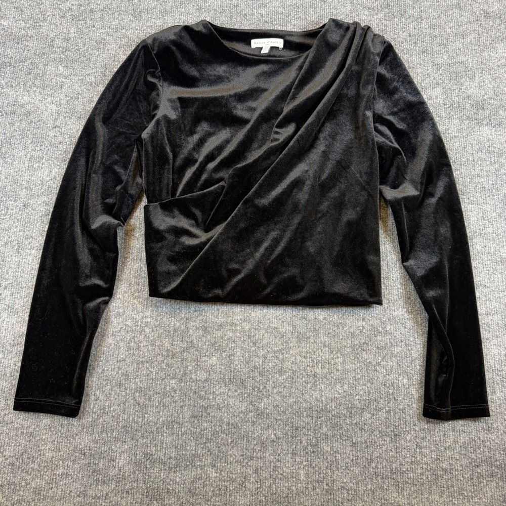 Maison d'Amélie Paris Draped Wrap Velvet Top Black Size S Whimsigoth Partywear